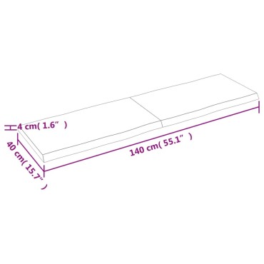 vidaXL Επιφ Τραπεζιού Αν Καφέ 140x40x(2-4)cm Ακατέργ. Μασίφ Ξύλο Δρυός