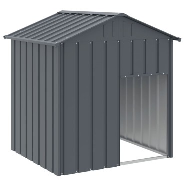 vidaXL Σπιτάκι Σκύλου με Οροφή Ανθρακί 117x103x123 εκ. Γαλβαν. Χάλυβας