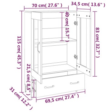 vidaXL Ντουλάπι άσπρο 70x31x115cm από Επεξεργασμένο Ξύλο 1 τεμ.