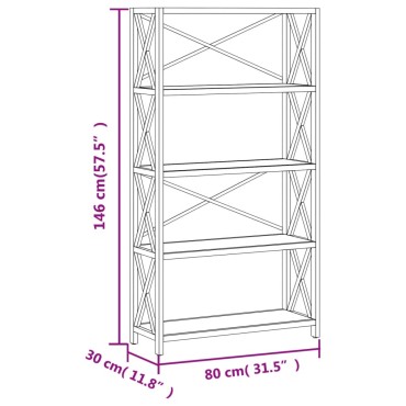 vidaXL Ραφιέρα 5 Επιπέδων 80x30x146cm από Μασίφ Ξύλο Δρυός 1 τεμ.
