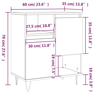 vidaXL Ντουλάπι Γκρι Σκυροδέματος 60x35x70cm Επεξεργασμένο Ξύλο 1 τεμ.