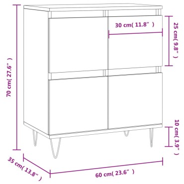 vidaXL Ντουλάπι Γκρι Sonoma 60x35x70cm από Επεξεργασμένο Ξύλο 1 τεμ.