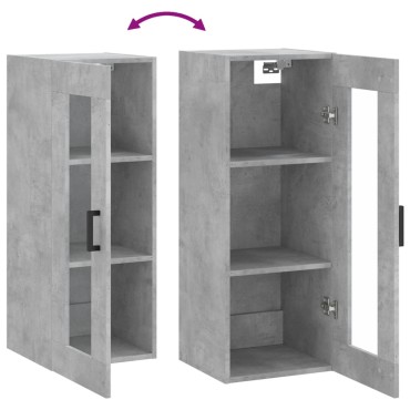 vidaXL Ντουλάπι Τοίχου Γκρι Σκυροδέματος 34,5x34x90cm 1 τεμ.