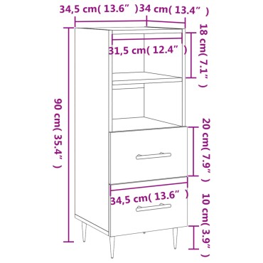 vidaXL Ντουλάπι Sonoma Δρυς 34,5x34x90cm από Επεξεργασμένο Ξύλο 1 τεμ.