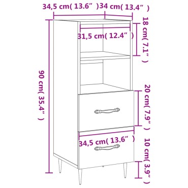 vidaXL Ντουλάπι Γκρι Sonoma 34,5x34x90cm από Επεξεργασμένο Ξύλο 1 τεμ.