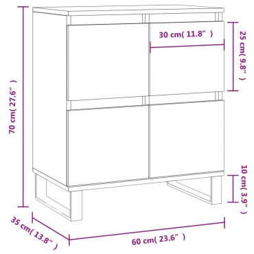 vidaXL Ντουλάπι Γκρι Sonoma 60x35x70cm από Επεξεργασμένο Ξύλο 1 τεμ.