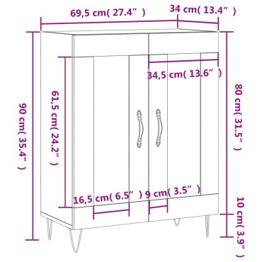 vidaXL Ντουλάπι Γυαλιστερό Λευκό 69,5x34x90cm Επεξεργασμένο Ξύλο 1 τεμ.