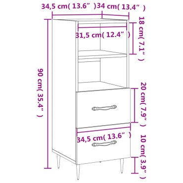 vidaXL Ντουλάπι Λευκό 34,5x34x90cm από Επεξεργασμένο Ξύλο 1 τεμ.