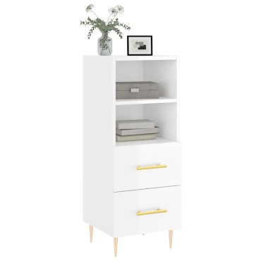 vidaXL Ντουλάπι Γυαλιστερό Λευκό 34,5x34x90cm Επεξεργασμένο Ξύλο 1 τεμ.