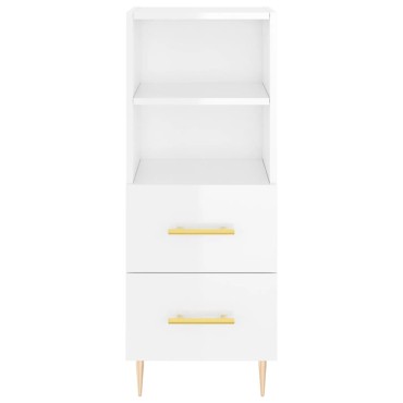 vidaXL Ντουλάπι Γυαλιστερό Λευκό 34,5x34x90cm Επεξεργασμένο Ξύλο 1 τεμ.