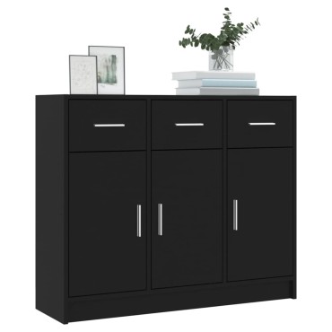 vidaXL Συρταριέρα Μαύρη 91x28x75cm από Επεξεργασμένο Ξύλο 1 τεμ.