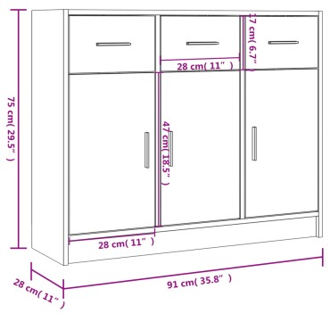 vidaXL Συρταριέρα Μαύρη 91x28x75cm από Επεξεργασμένο Ξύλο 1 τεμ.