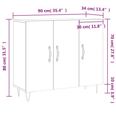 vidaXL Ντουλάπι Γκρι Σκυροδέματος 90x34x80cm Επεξεργασμένο Ξύλο 1 τεμ.