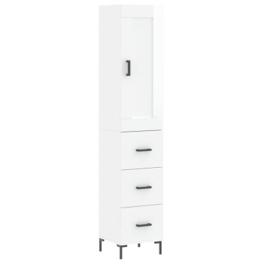 vidaXL Ντουλάπι Γυαλ. Λευκό 34,5x34x180cm από Επεξεργασμένο Ξύλο 1 τεμ.