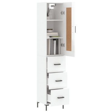 vidaXL Ντουλάπι Γυαλ. Λευκό 34,5x34x180cm από Επεξεργασμένο Ξύλο 1 τεμ.