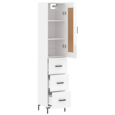 vidaXL Ντουλάπι Γυαλ. Λευκό 34,5x34x180cm από Επεξεργασμένο Ξύλο 1 τεμ.