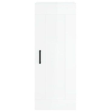 vidaXL Ντουλάπι Γυαλ. Λευκό 34,5x34x180cm από Επεξεργασμένο Ξύλο 1 τεμ.