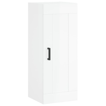 vidaXL Ντουλάπι Γυαλ. Λευκό 34,5x34x180cm από Επεξεργασμένο Ξύλο 1 τεμ.