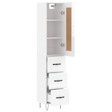 vidaXL Ντουλάπι Γυαλ. Λευκό 34,5x34x180cm από Επεξεργασμένο Ξύλο 1 τεμ.