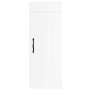 vidaXL Ντουλάπι Γυαλ. Λευκό 34,5x34x180cm από Επεξεργασμένο Ξύλο 1 τεμ.