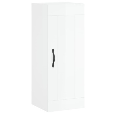 vidaXL Ντουλάπι Γυαλ. Λευκό 34,5x34x180cm από Επεξεργασμένο Ξύλο 1 τεμ.