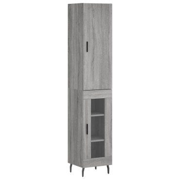 vidaXL Μπουφές Sonoma Γκρι 34,5x34x180cm από Επεξεργασμένο Ξύλο 1 τεμ.