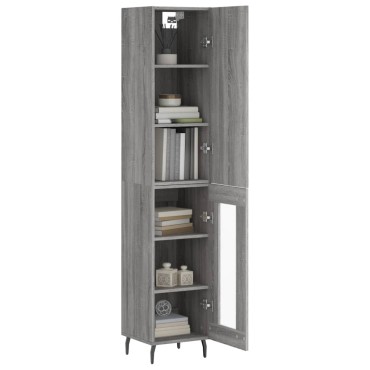 vidaXL Μπουφές Sonoma Γκρι 34,5x34x180cm από Επεξεργασμένο Ξύλο 1 τεμ.