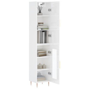 vidaXL Ντουλάπι Γυαλ. Λευκό 34,5x34x180cm από Επεξεργασμένο Ξύλο 1 τεμ.