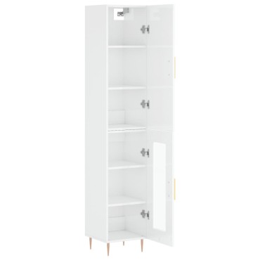vidaXL Ντουλάπι Γυαλ. Λευκό 34,5x34x180cm από Επεξεργασμένο Ξύλο 1 τεμ.