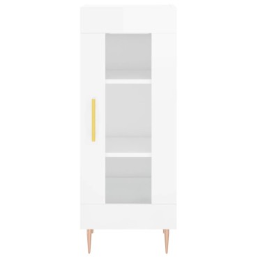 vidaXL Ντουλάπι Γυαλ. Λευκό 34,5x34x180cm από Επεξεργασμένο Ξύλο 1 τεμ.