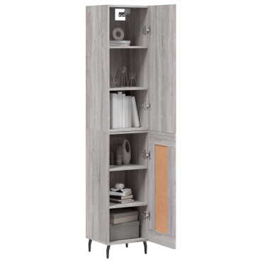 vidaXL Μπουφές Sonoma Γκρι 34,5x34x180cm από Επεξεργασμένο Ξύλο 1 τεμ.