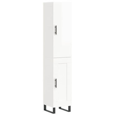 vidaXL Ντουλάπι Γυαλ. Λευκό 34,5x34x180cm από Επεξεργασμένο Ξύλο 1 τεμ.