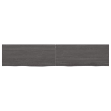 vidaXL Ράφι Τοίχου Σκούρο Καφέ 200x40x(2-6)cm Επεξ. Μασίφ Ξύλο Δρυός 1 τεμ.