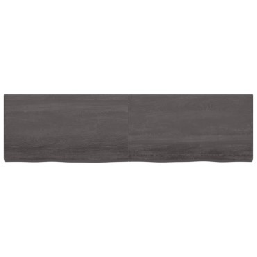 vidaXL Ράφι Τοίχου Σκούρο Καφέ 220x60x(2-4)cm Επεξ. Μασίφ Ξύλο Δρυός 1 τεμ.