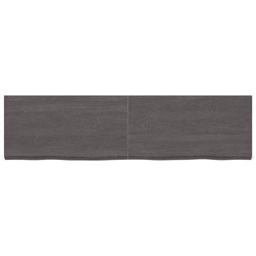 vidaXL Ράφι Τοίχου Σκούρο Καφέ 220x60x(2-6)cm Επεξ. Μασίφ Ξύλο Δρυός 1 τεμ.