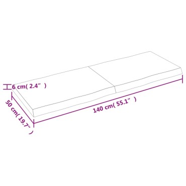 vidaXL Επιφάνεια Τραπεζιού 140x50x(2-6)cm Ακατέργαστο Μασίφ Ξύλο Δρυός 1 τεμ.