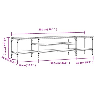 vidaXL Έπιπλο Τηλεόρασης Sonoma Γκρι 201x35x45cm Επεξ. Ξύλο/Σίδερο