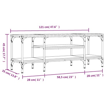 vidaXL Έπιπλο Τηλεόρασης Sonoma Δρυς 121x35x45cm Επεξ. Ξύλο/Σίδερο
