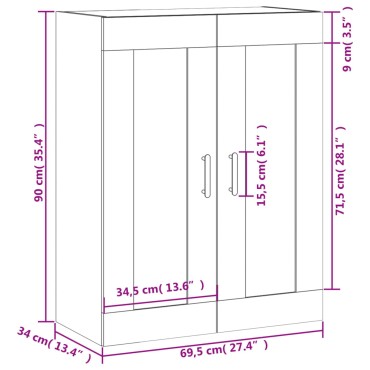 vidaXL Ντουλάπι Επιτοίχιο Sonoma Δρυς 69,5x34x90cm Επεξεργ. Ξύλο 1 τεμ.