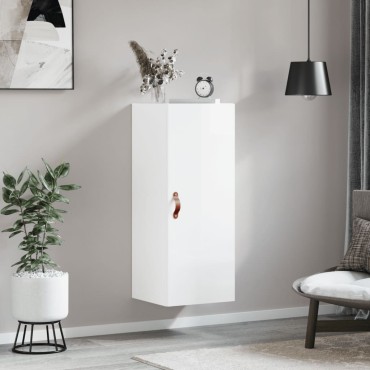 vidaXL Ντουλάπι Τοίχου Γυαλιστερό Λευκό 34,5x34x90cm 1 τεμ.
