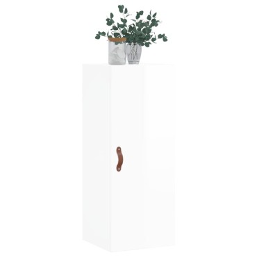 vidaXL Ντουλάπι Τοίχου Γυαλιστερό Λευκό 34,5x34x90cm 1 τεμ.