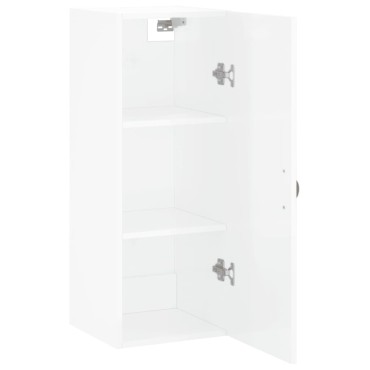 vidaXL Ντουλάπι Τοίχου Γυαλιστερό Λευκό 34,5x34x90cm 1 τεμ.
