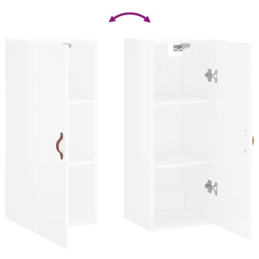 vidaXL Ντουλάπι Τοίχου Γυαλιστερό Λευκό 34,5x34x90cm 1 τεμ.