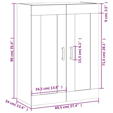 vidaXL Ντουλάπι Τοίχου Καπνιστή Δρυς 69,5x34x90cm Επεξεργ. Ξύλο 1 τεμ.