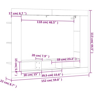 vidaXL Έπιπλο Τηλεόρασης Καπνιστή Δρυς 152x22x113cm Επεξ. Ξύλο 1 τεμ.