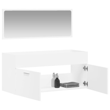 vidaXL Ντουλάπι Μπάνιου με Καθρέφτη Λευκό από Επεξεργασμένο Ξύλο 100x38,5x46cm