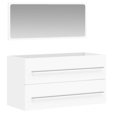 vidaXL Ντουλάπι Μπάνιου με Καθρέφτη Λευκό από Επεξεργασμένο Ξύλο 90x38,5x48cm