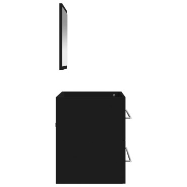 vidaXL Ντουλάπι Μπάνιου με Καθρέφτη Μαύρο από Επεξεργασμένο Ξύλο 90x38,5x48cm