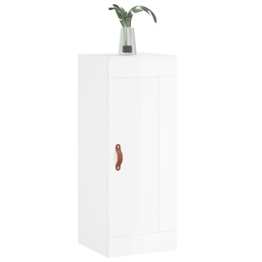 vidaXL Ντουλάπι Τοίχου Γυαλιστερό Λευκό 34,5x34x90cm Επεξ. Ξύλο 1 τεμ.