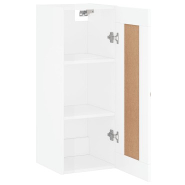vidaXL Ντουλάπι Τοίχου Γυαλιστερό Λευκό 34,5x34x90cm Επεξ. Ξύλο 1 τεμ.